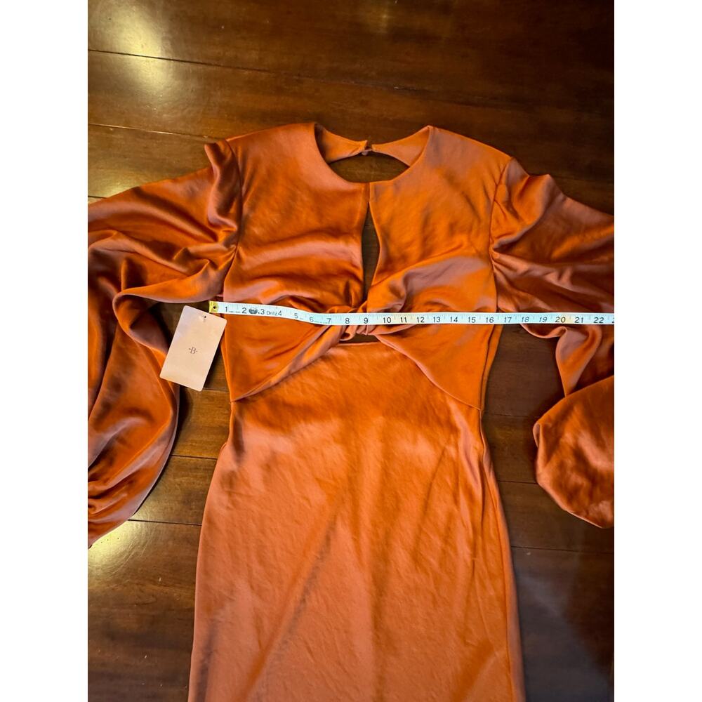Significant Other Gown Sz 6 Demi Backless Rust Red Satin Long Sleeve Column Maxi - Picture 12 of 15